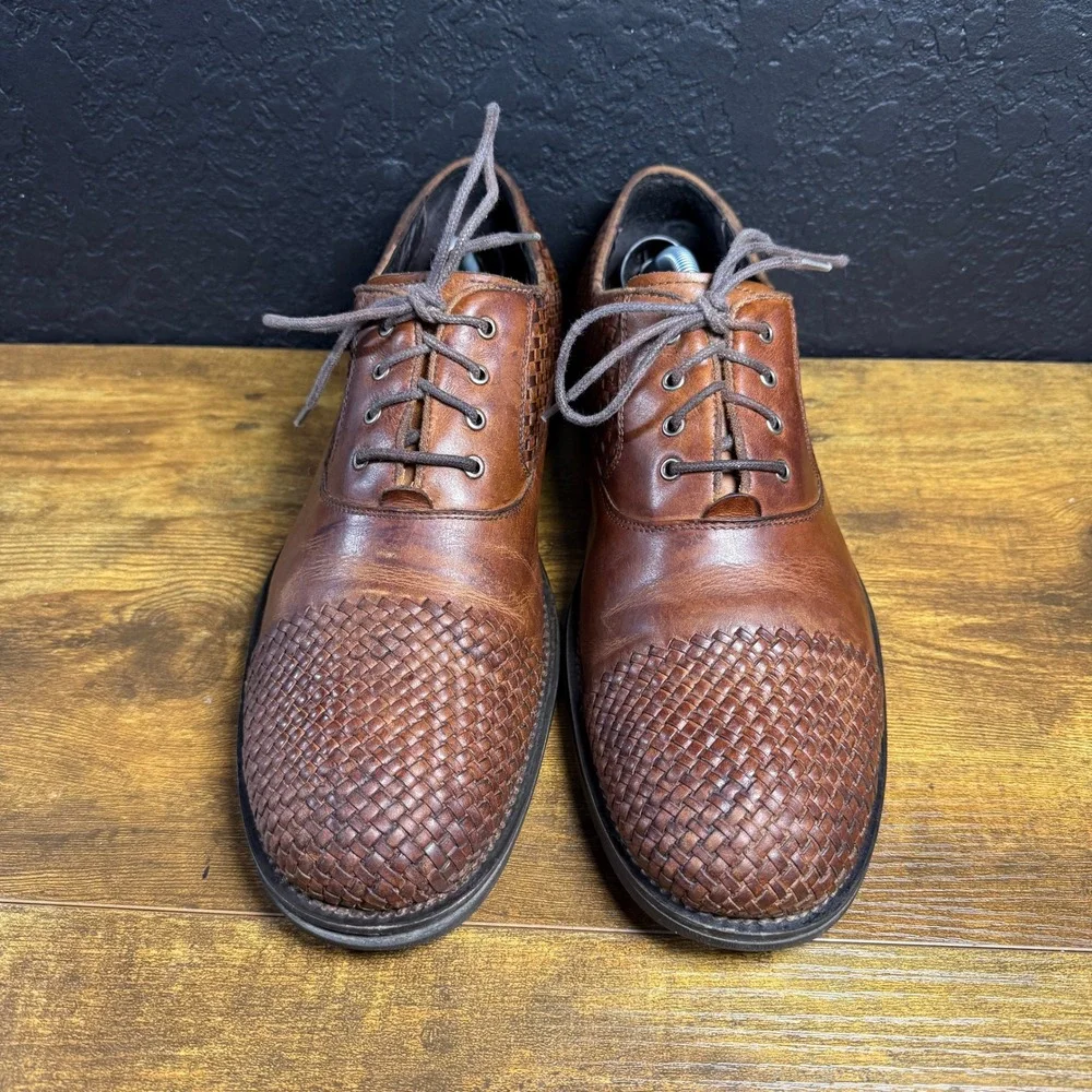 RJ Colt Antwerp Brown‎ Leather Woven Oxford Dress Shoes Mens 10M